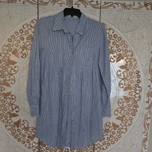 Classic Blue Striped Long Sleeve Dress